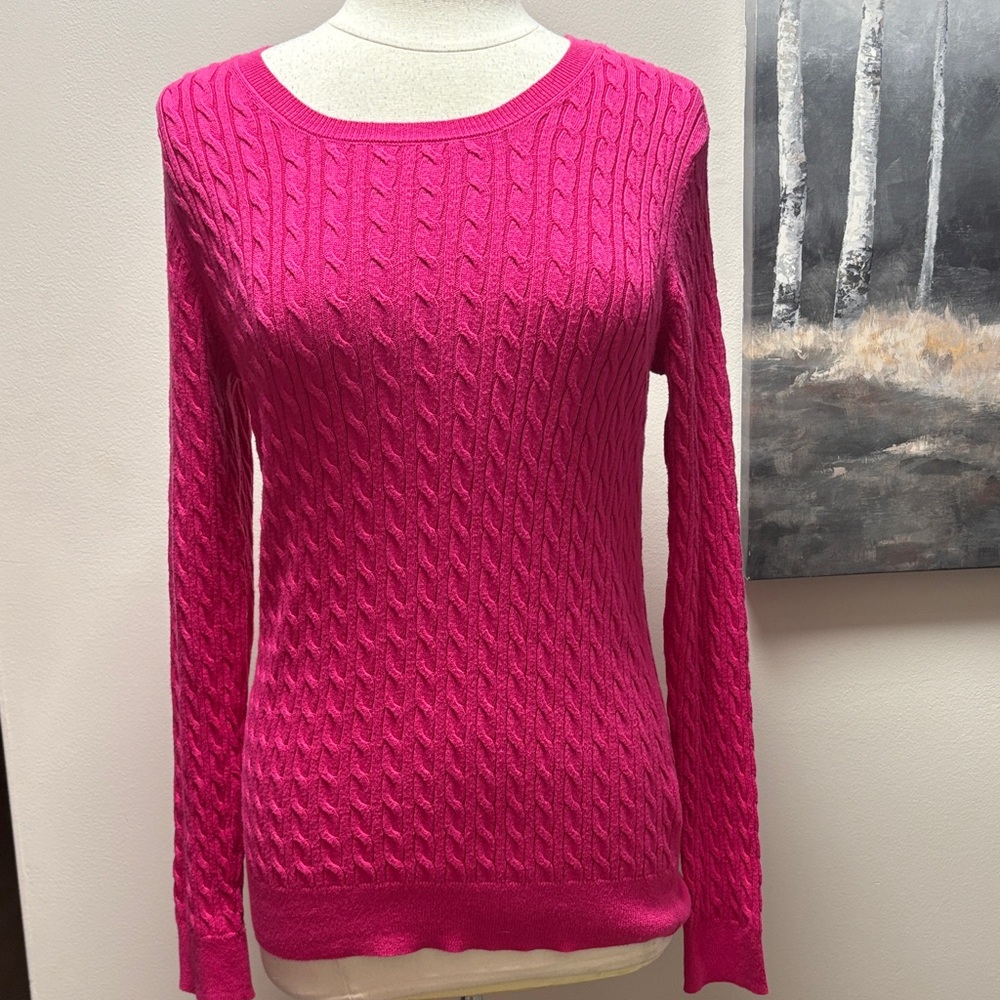 Amazon Essentials Women's Fuchsia Cable Knit Sweater